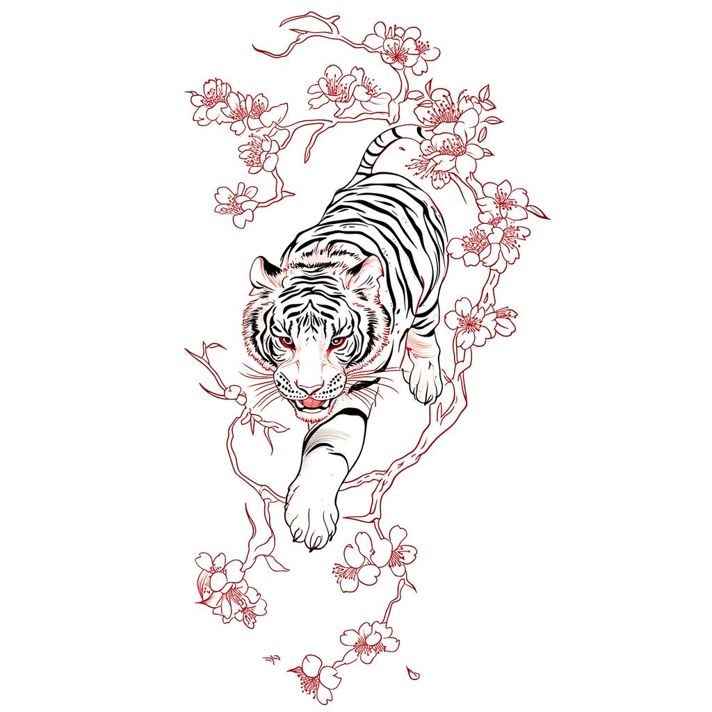Advanced Sense Of Thorn Wings Ferocious Tiger Butterfly Small Picture Lines Finger Waist Belly Tattoo Sticker
