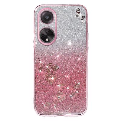 KADEM For Oppo A98 5G Phone Case Glitter Rhinestone Gradient TPU Cover with Carrying Strap