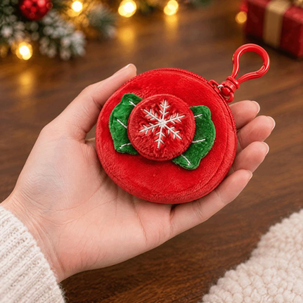 6PCS Santa Claus Plush Mini Wallet Cute Keychain Zipper Pouch Christmas Coin Purse Holiday Gift
