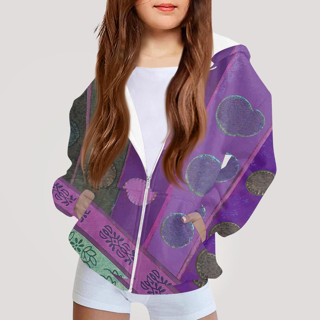 Kinder Mode Bedrucktes Langarm Kapuzensweatshirt Mädchen Hoodie Jacke