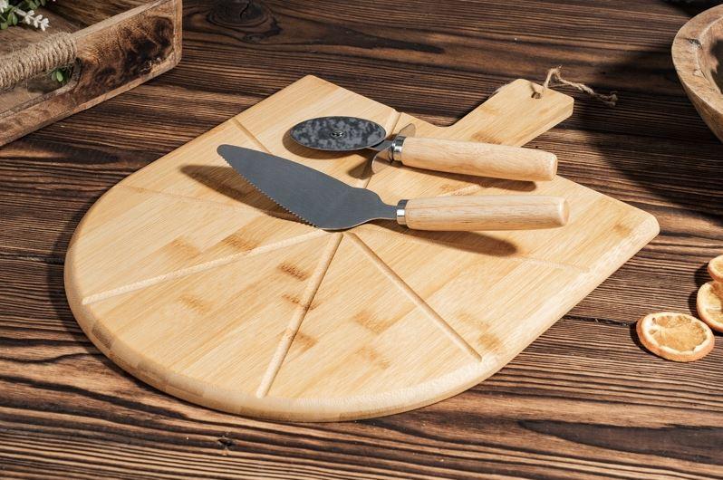 Bamboo Pizza Cutting And Serving Set