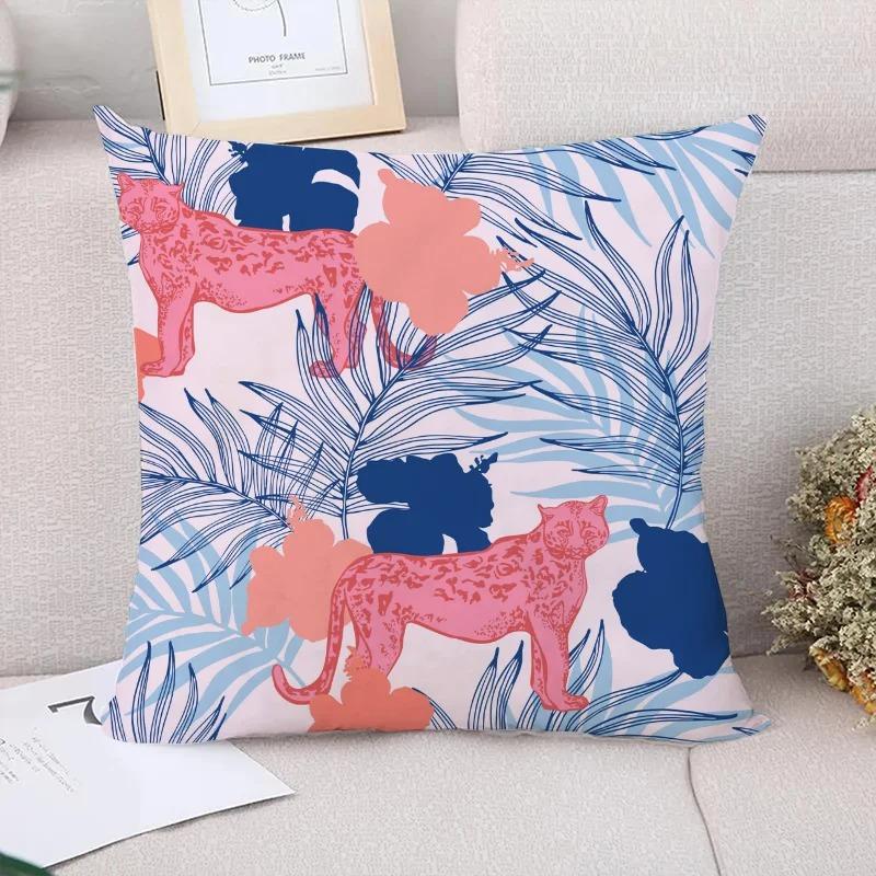 

Леопардовый принт лист Декоративная наволочка для гостиной Офис дома Наволочка для автомобиля Украшения 40x40cm