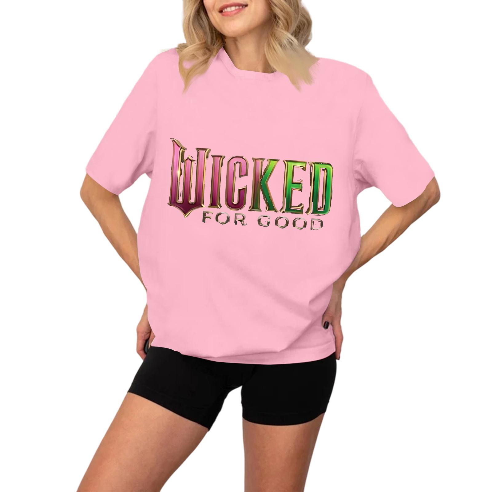 

Женская модная и повседневная футболка с длинным рукавом и принтом, с коротким рукавом S розовый