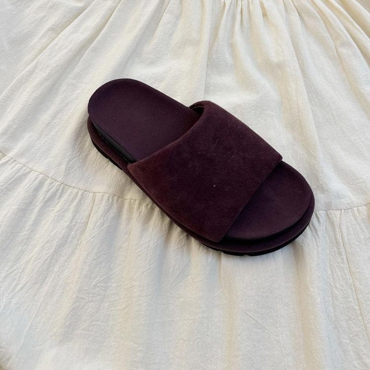 

Internet celebrity explosion thick bottom heightening slippers women wear 2025 summer new versatile non-slip retro cool slippers 40 бордовый
