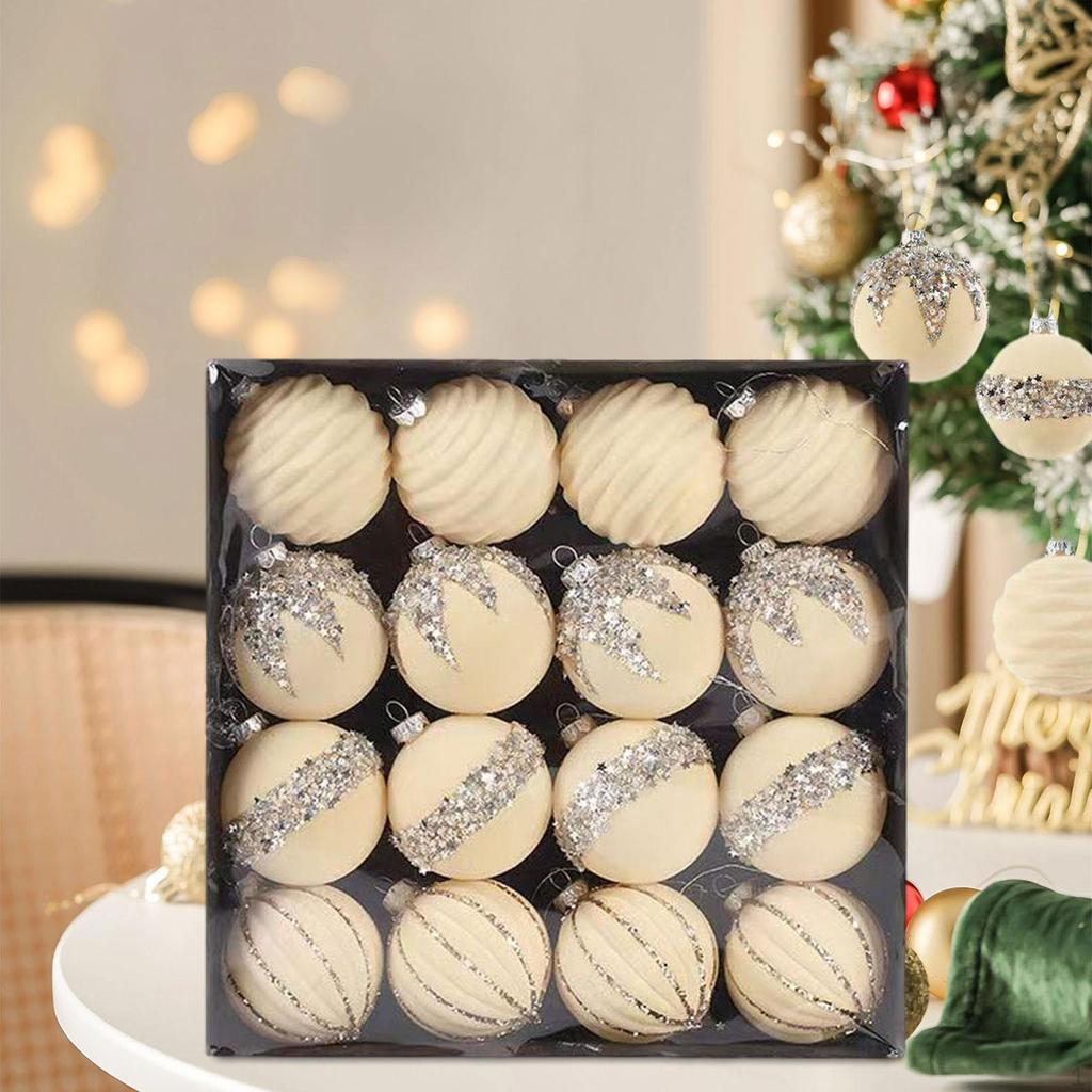 16 Stück Samt Weihnachtskugel Ornamente Dekoration Heimdekor Bruchsicher Dekorativ