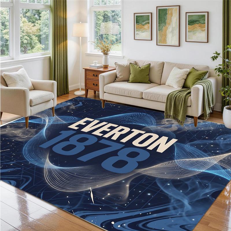 Everton Football Design Crystal Velvet Rug Soft Decorative Mat for Bedroom Entrance
