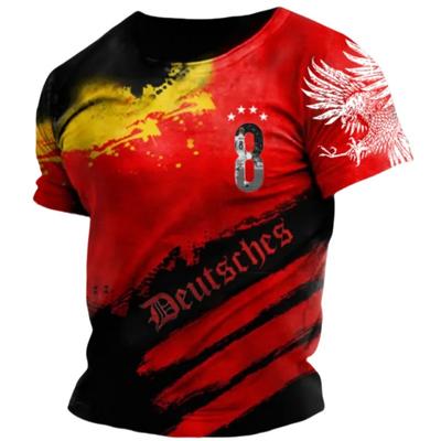 Germany National Flag Print Men Summer Germany Jersey Sports Tops Casual O-Neck Loose Short Sleeve Deutschland Tees