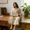 Figurina Compagna da Scrivania in Resina di Gesù, Statua Fatta a Mano di Gesù Cristo con Design Seduto, Statua di Gesù con Segno 'Io Sono Sempre con Voi' Decorazione, Statuetta Religiosa Serena