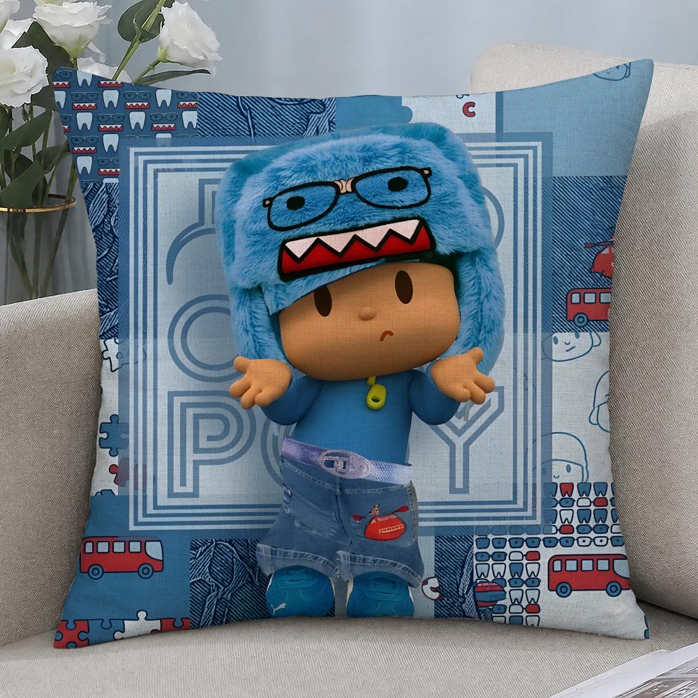 Cartoon Pocoyo Cushion Cover Cushion Covers Natural Linen Breathable Sofa Bedroom Decor Pillowcase