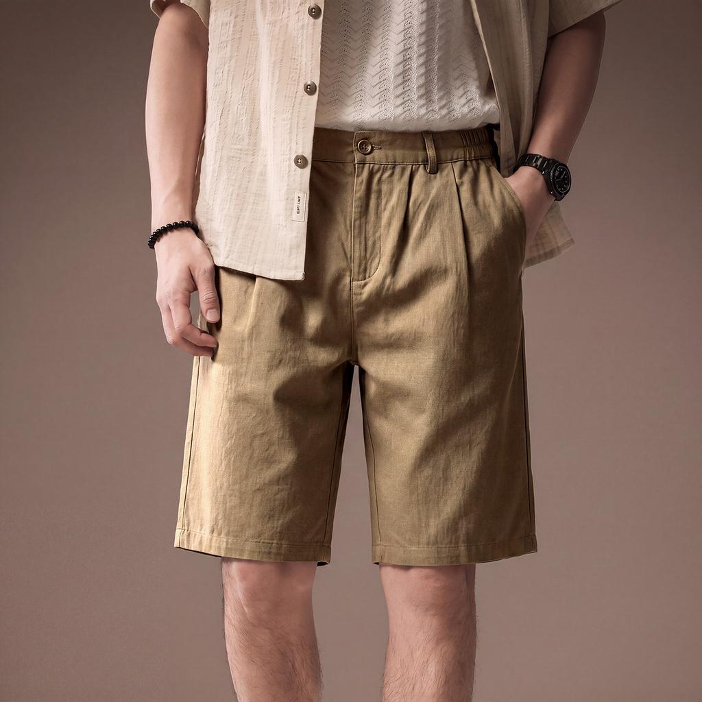 High-end American Tencel Lyocell Linen Cool Business Five-point Trousers Men's Summer Thin Loose Casual Shorts