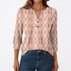 Women's Fashion Casual 3/4 Sleeve T-Shirt Prints V-Neck Button Top