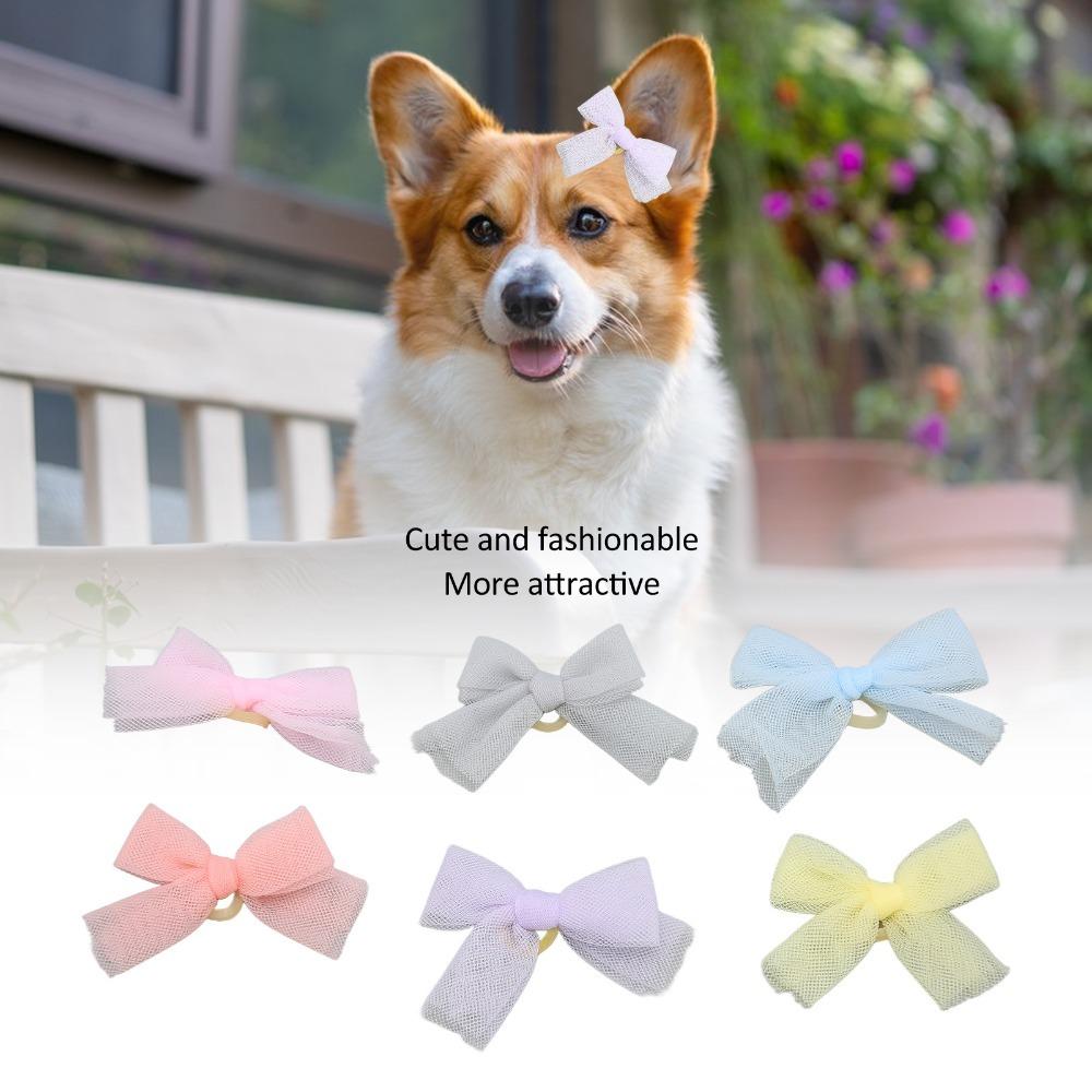 36PCS Sheer Fabric Pet Hair Bow Handmade Pet Hair Clip Sheer Bow Knot Daily Dressing