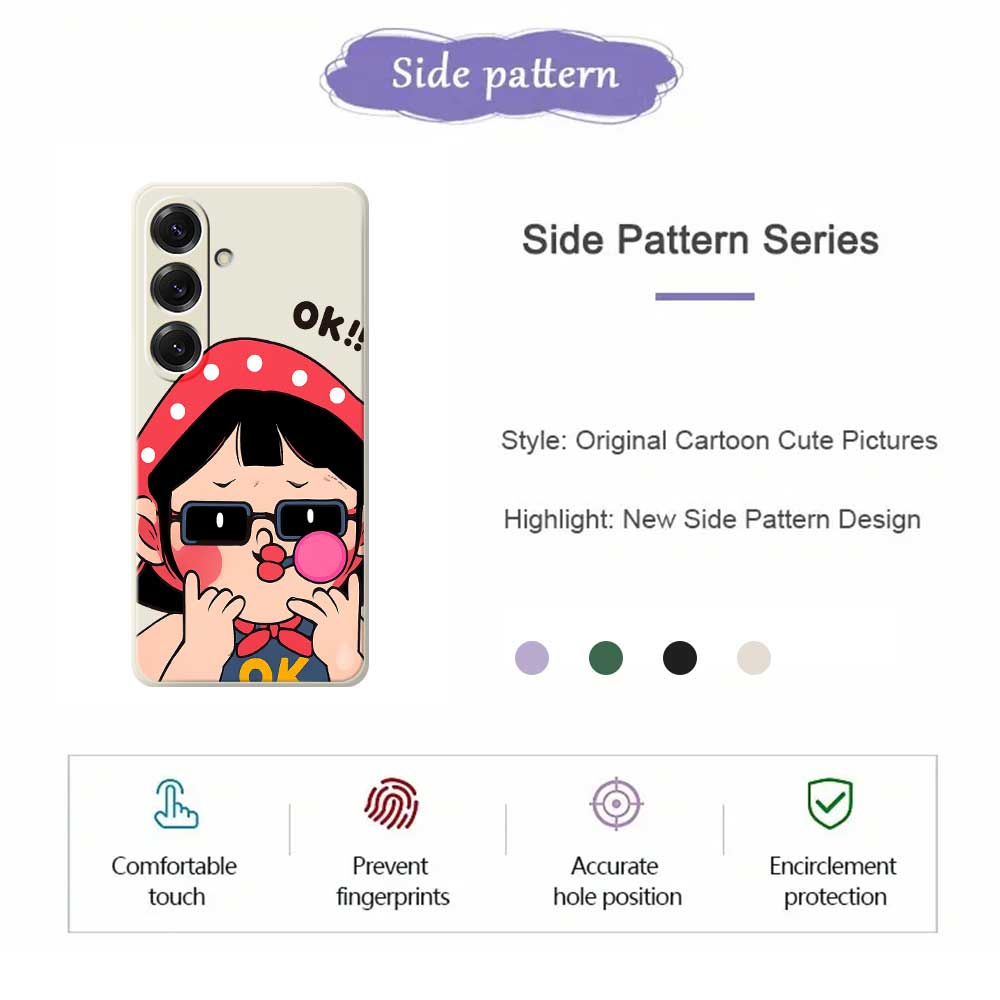 For Samsung Galaxy S25 Case Cute Kid Pattern Printing Straight Edge TPU Phone Back Cover