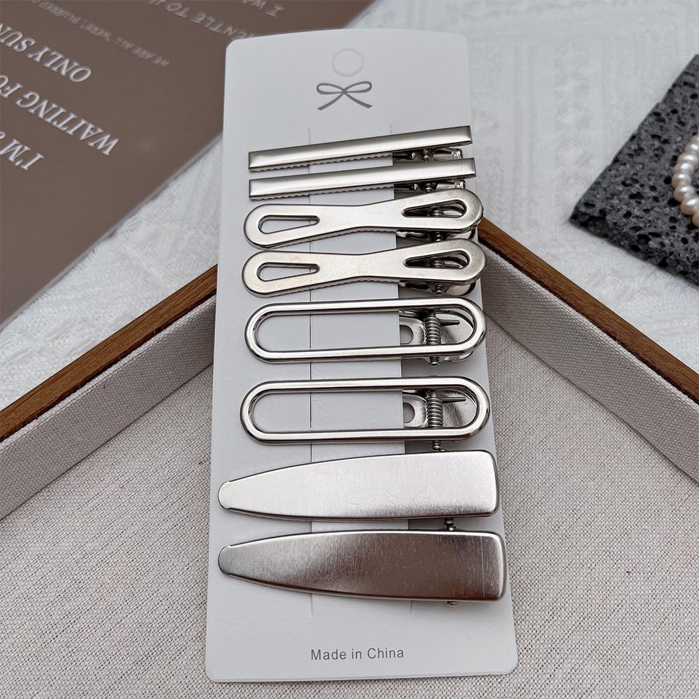 8pcs/set Silver Metal Multistyle Hairpins Seamless Bangs Clips Simple Hair Clips Headwear Hair Accessories for Women