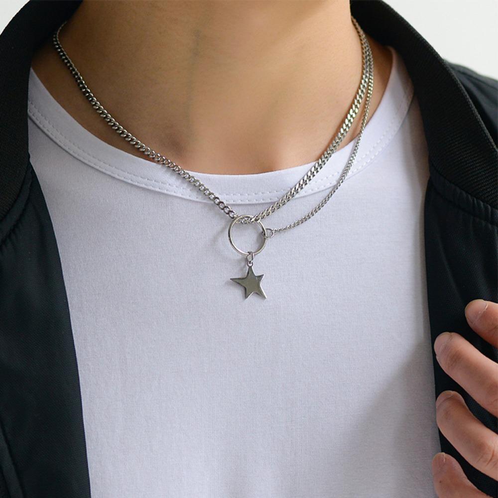 

Chain Pentagram Star Multilayer Necklace Y2k Fashion Women
