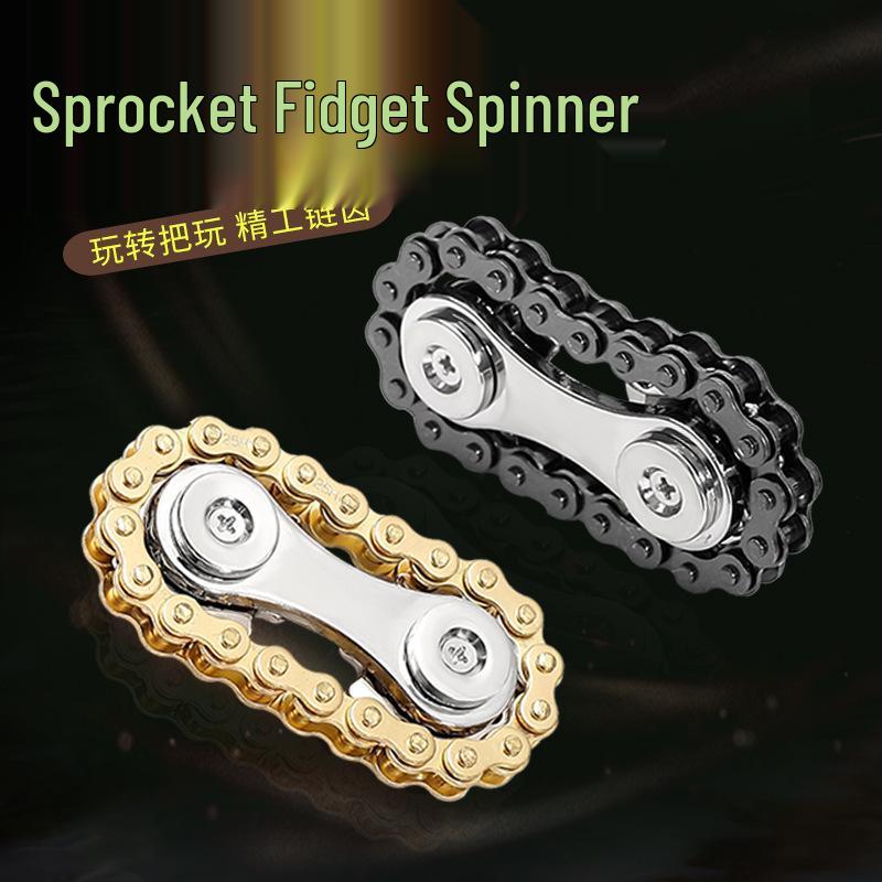 Portable Black Tech Gear Chain Fidget Spinner for Adult Stress Relief