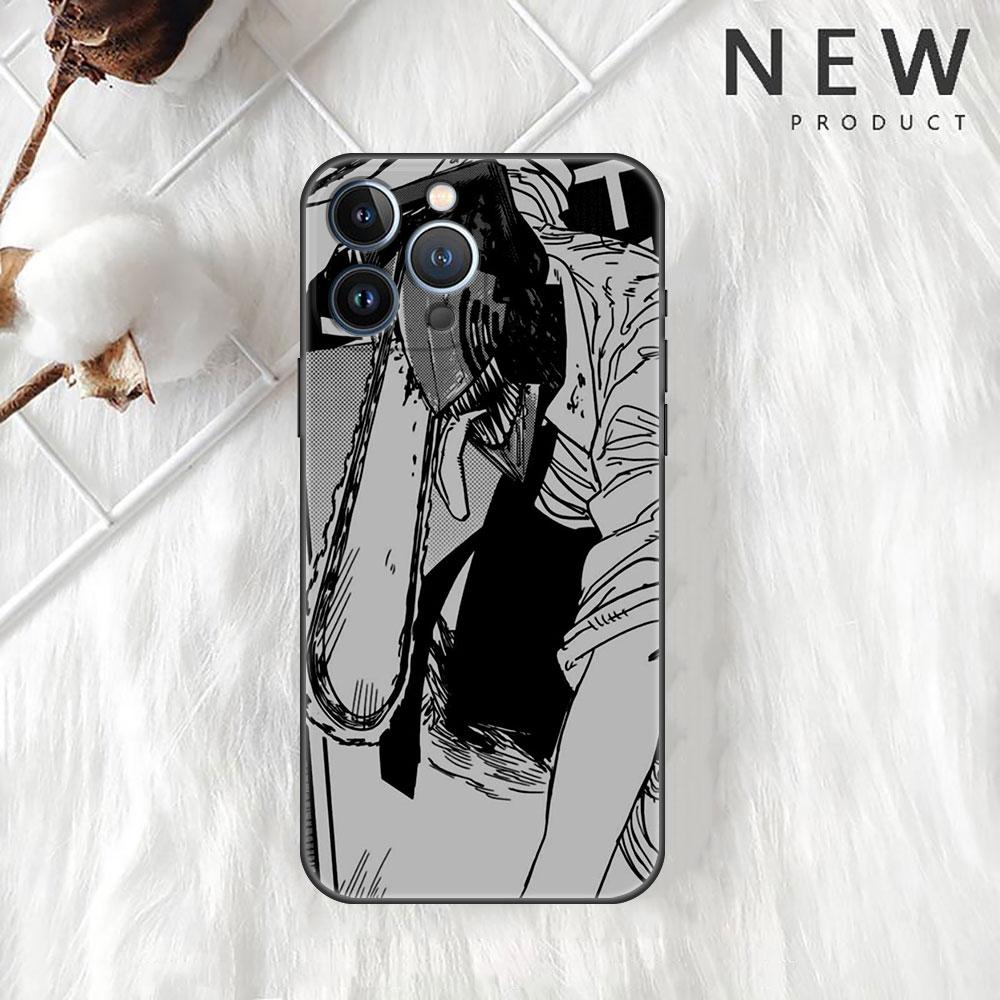 Pouzdro pro Apple iPhone 14 11 13 7 12 Pro 7 XR XS Max 8 Plus 6 14Pro 13Mini Černé Měkké Telefonní Coque Chainsaw Man Cool