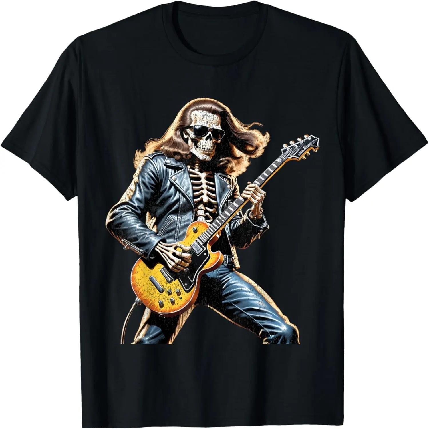 Скелет Играет на Гитаре Рок-н-ролльная Группа Винтажная Мужская Женская Футболка S
