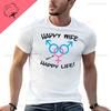 Funny Happy Wife Happy Life Swinger MFM Threesome Swinger Lifestyle Design Printed Tshirt Tees Sweat Men Cotton Clothing