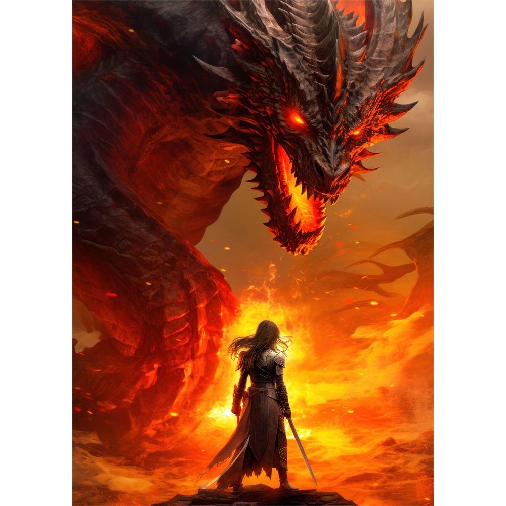 Das Erwachen des mythischen Drachen Diamantmalerei 5D DIY Kunstmuster Druck-Kit Puzzle Leinwand Mosaik-Stickerei Heimdekoration