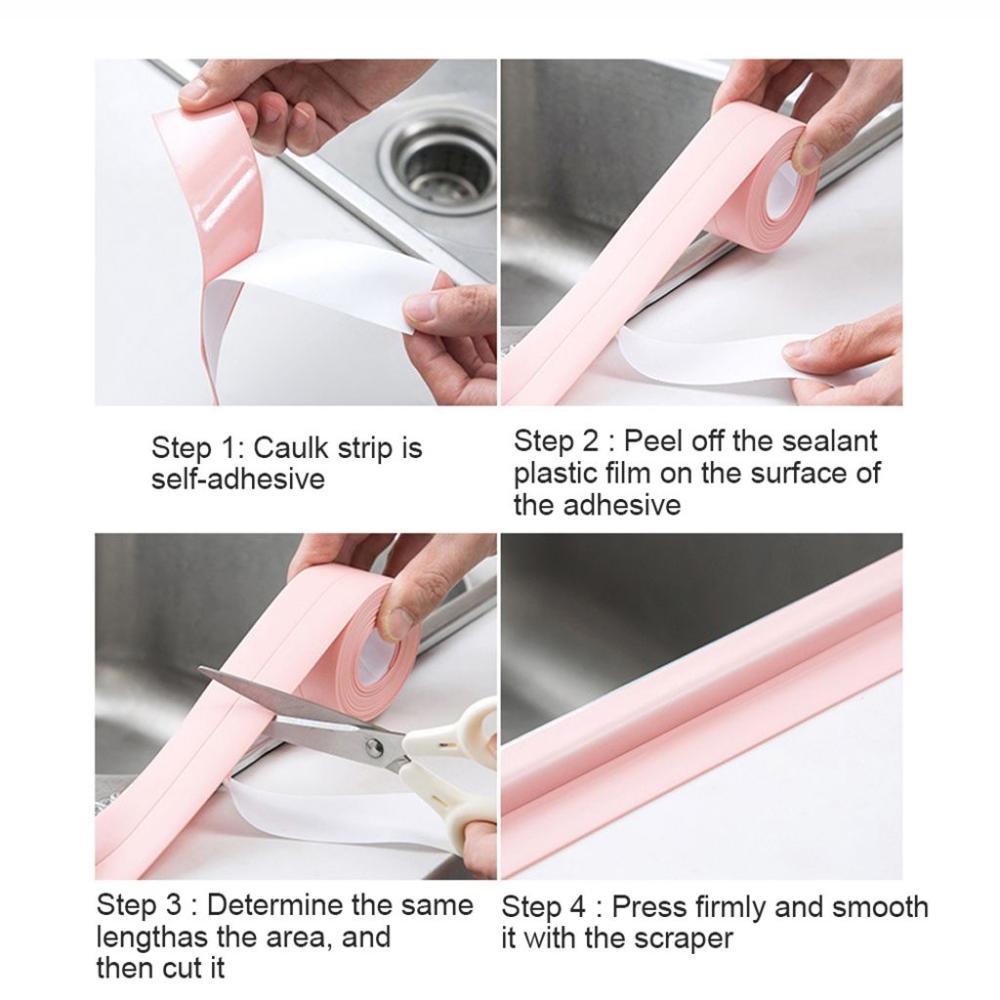 Sink Self Adhesive PVC Beautiful Seam Sealing Strip Crack Strip Wall Sticker Corner Sealant Tape