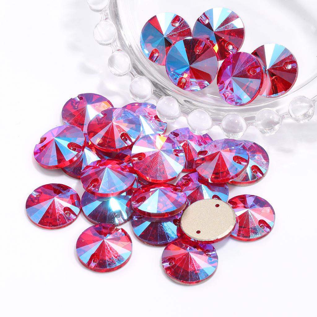 High Quality Rivoli 80+ Colors Rhinestones Crystal AB Sew-on Glass Gems Clothing Flatback Sewing Stones Women Bling Bling Shine