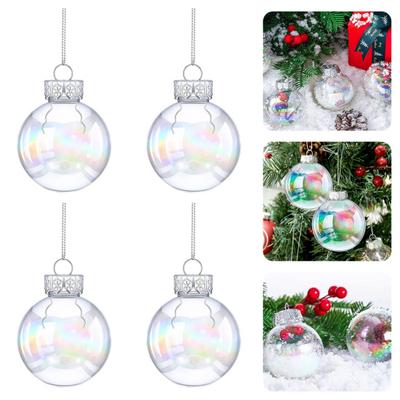 6/12 ks vánoční koule Protirozbití Iridescent Transparentní Lze naplnit Opakovaně použitelné ozdobné koule Dekorace na vánoční stromeček