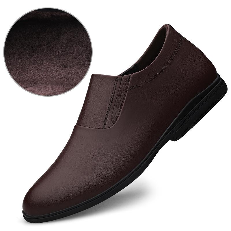 

2025 autumn new first-layer cowhide men s leather shoes piled and thickened fashion foot cover trendy men s breathable business leather shoes 45