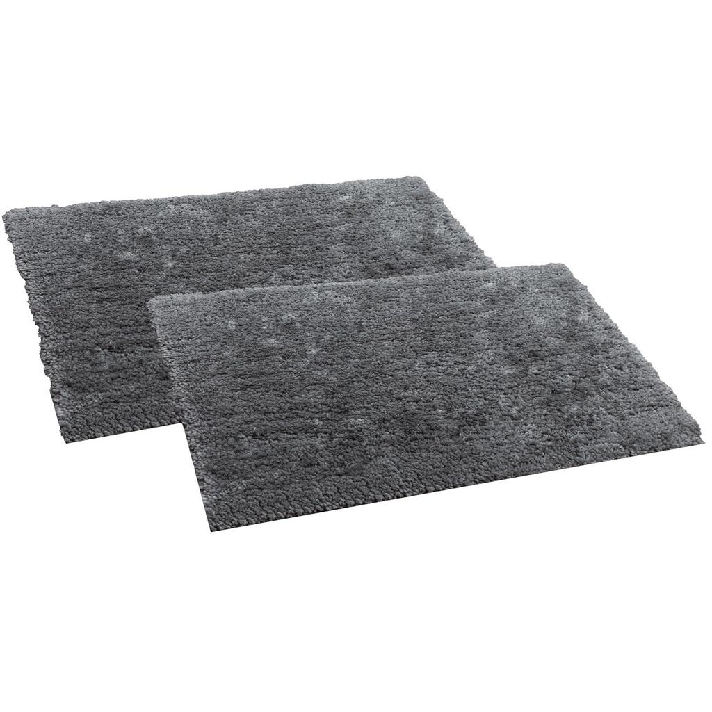 Premium Sklisikker Mikrofiber Badematte - 60cm x 40cm, Stålgrå, Pakke med 2, Mikrofiber