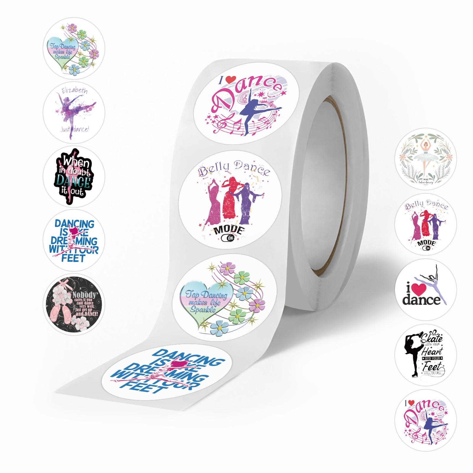 

500 Stickers/roll Dance Personality Roll Stickers Creative Cartoon Stickers Children s Rewards Encouragement Decorative Seal Stickers