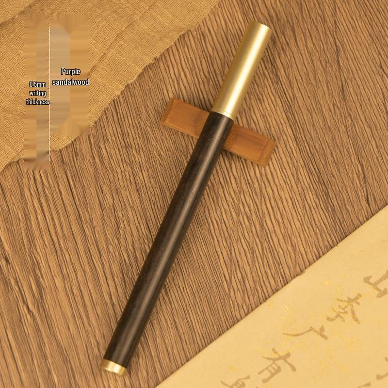 Elegant Brass & Rosewood Fountain Pen with Engravable Logo – Ideal Business or Conference Gift
