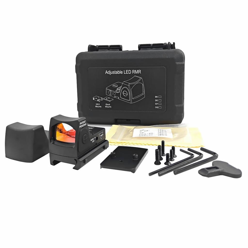 APLUSGEAR Universal Handgun Combination Set, RMR-Type Replica Side-Operated Reflex Red Dot Sight and Mounting Base [Parallel Import]