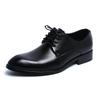 Men's Youth Pointed Leather Shoes: British Formal Wedding & Casual Lace-Up Style