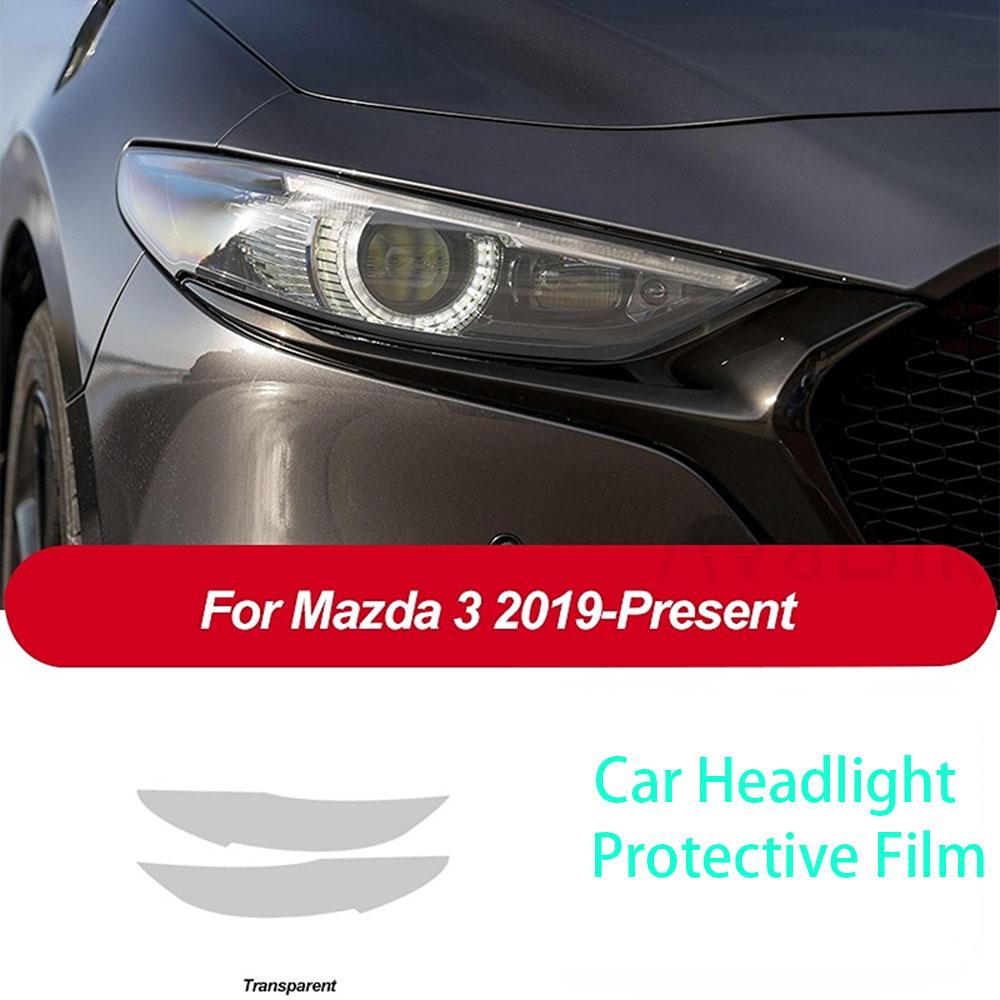 

PPF 2 Pcs Car Headlight Protective Film Headlamp Restoration Transparent Black TPU Sticker for Mazda 3 BP - Accessories прозрачный