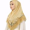 Instant Tudung Bawal Hijab Shawl, Double Layer Plain Polyester Embroidery Scarf for Women Raya Wear Premium Accessories