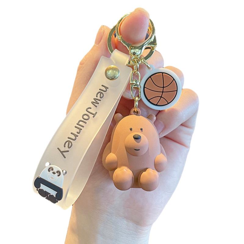 Cute Cartoon Sitting Bear Keychain Creative Car Bag Accessory Unique Gift For Men And Women