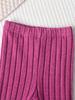 Girls' Casual Ribbed Set Of 2 Pieces, Long-Sleeved Round-Neck Shirt And Long Pants For Spring And Autumn Outdoor Or Home