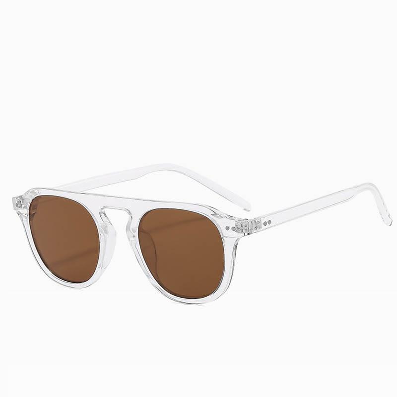 New Round Frame Jelly Color Single Beam Sunglasses For Men Women Korean Style Trendy Fashion Punk Rice Nail Flat Top Sun Glasses