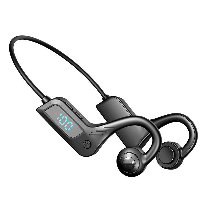X7 Wireless Bone Conduction Sports Headphones with Bluetooth, Waterproof, Card-Insertion, and Digital Display.