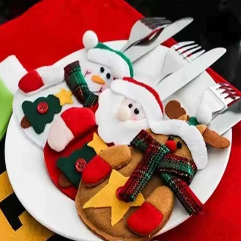 1pc-Christmas Knife and Fork Cover Christmas Sticker Hat Knife and Fork Bag Diy Crafts Party Decor Home Decor Accessories