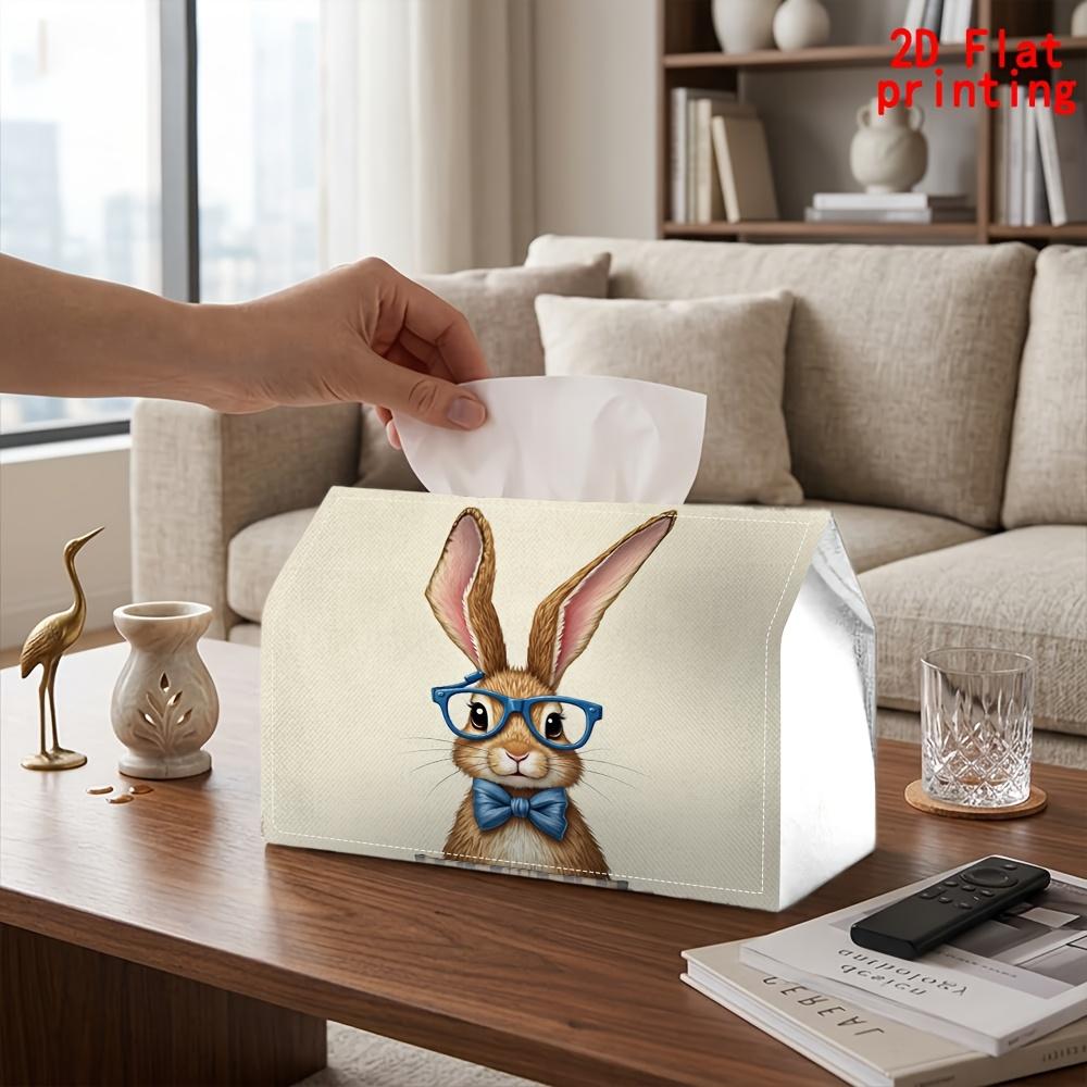 1pc Rabbit with Glasses Tissue Box Holder - Reusable Compact Suitable for Kitchen, Living Room, Decor, Rabbit-Themed Tissue Dispenser with Glasses, St
