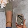 Shoes Women's Shoes Flying Woven Breathable Single Shoes Soft Sole Not Tired Feet Flat Shoes Square Head Casual Mother Shoes