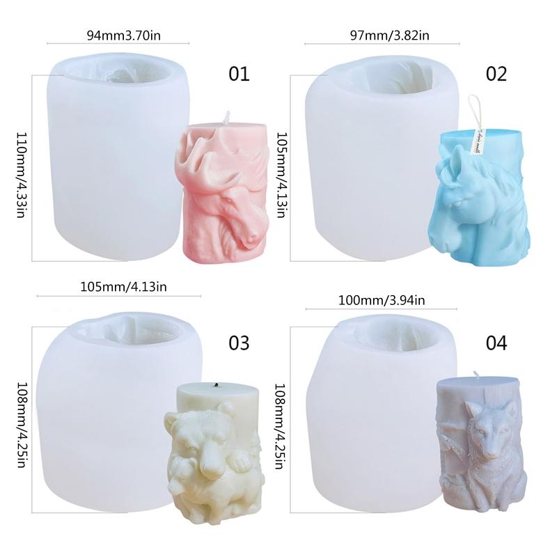 3D Animals Bear Elk Silicone Soap Mold Making Mould Fondant Candy Cake Chocolate Decorating DIY Baking Tools X3UC
