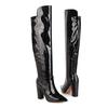 Krazing Pot PU podzimní zimní boty Super silné vysoké podpatky kamenné vzory velikost48 Evropský design zahřejte boty nad kolena