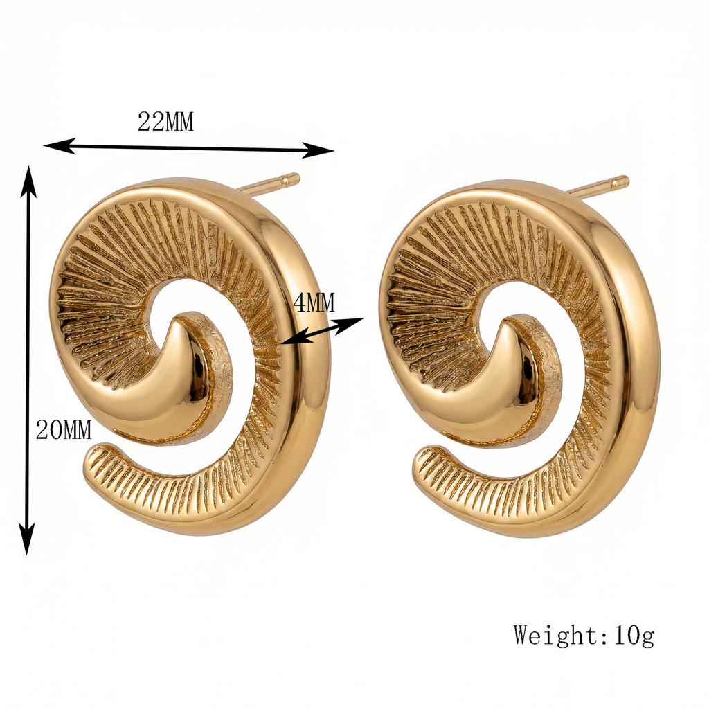 European Vintage 18K Gold High-End Stainless Steel Earrings for Women