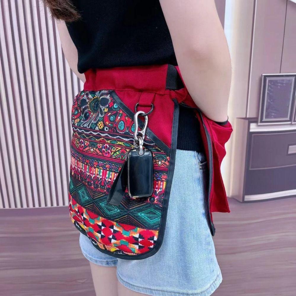 Ethnic Pattern Portable Waist Bag Waterproof Oil-resistant Multi-Function Tool Pouch Stain-resistant Polyester