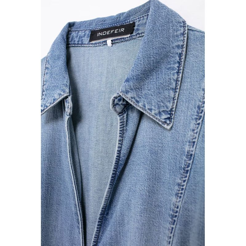 Kaslead New Arrival Women's Clothing Fashion Style Fashion All-Match Bowknot Decoration Denim Shirt 5252041