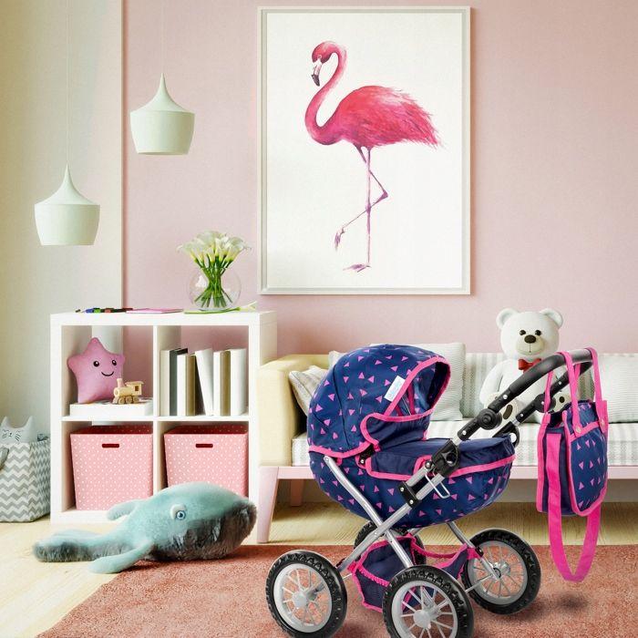 Poussette landau pour poupée pliable avec sac et poignée réglable – Kinderplay (KP0262T)