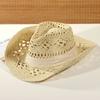 New Summer Outdoor Men Women Hand-woven Western Cowboy Paper Straw Hats Wide Brim Breathable Beach Jazz Cap Sun Protection Hat