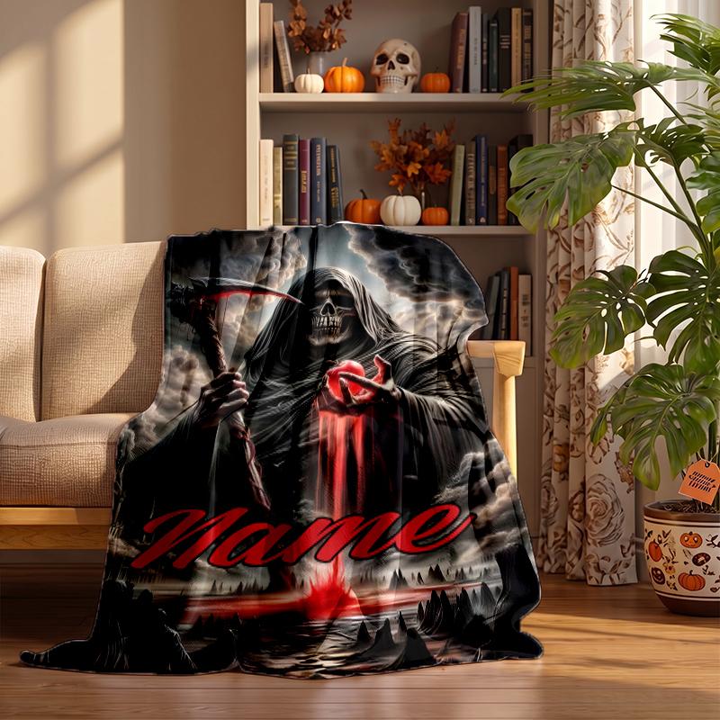 Dark Gothic Custom Flannel Blankets Soft Warm Cozy Throws for Home Decor Holiday Gifts